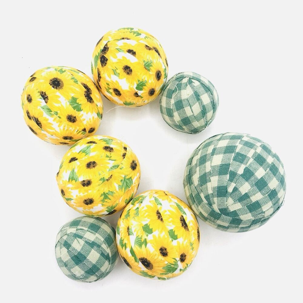 Lot of 7 Styrofoam Fabric Covered Coffee Table Balls Handmade Balls Only NO DISH